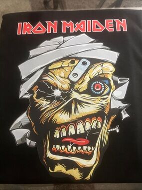 Black Graphic Band T-Shirt - Yellow & Red Skull Design